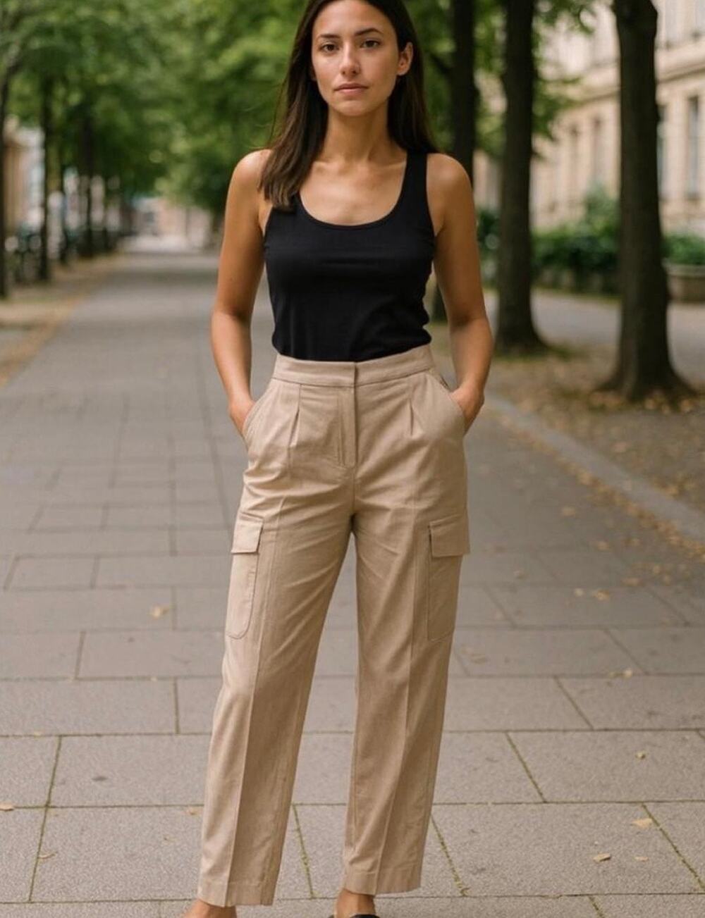 Vince Womens Oat Beige Linen Blend Cargo Pants Size 2